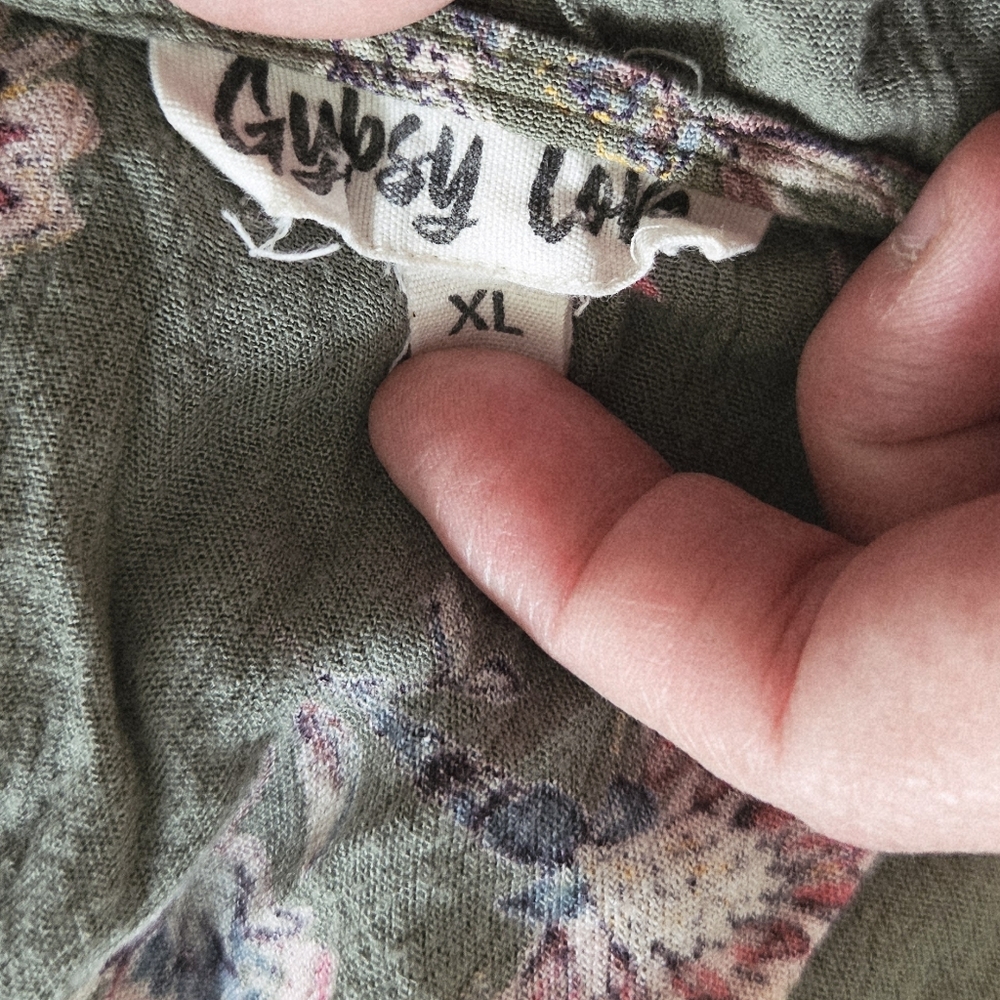 Gypsy Love Floral Green Blouse Boho Bohemian - Picture 6 of 10